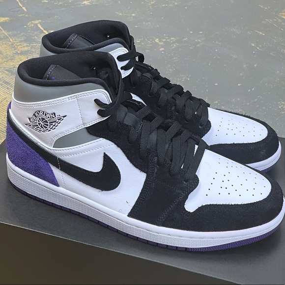 Nike Air Jordan 1 Mid SE Court Black Toe 852542-105 10 Purple - Picture 4 of 10